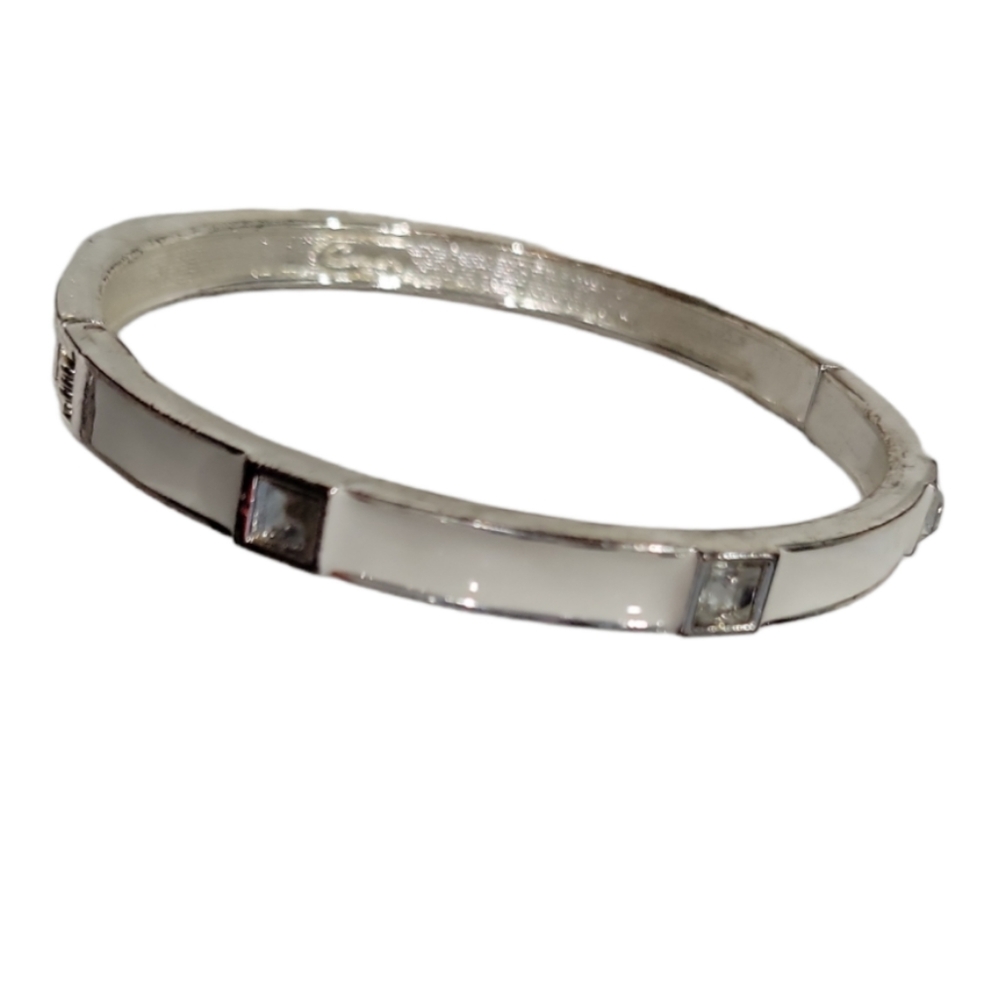 White & Silver Spring Hinge Bracelet